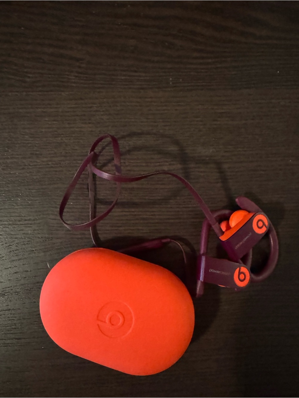 Beats by Dre Powerbeats2 Wireless Earphones in Purple with Red Case